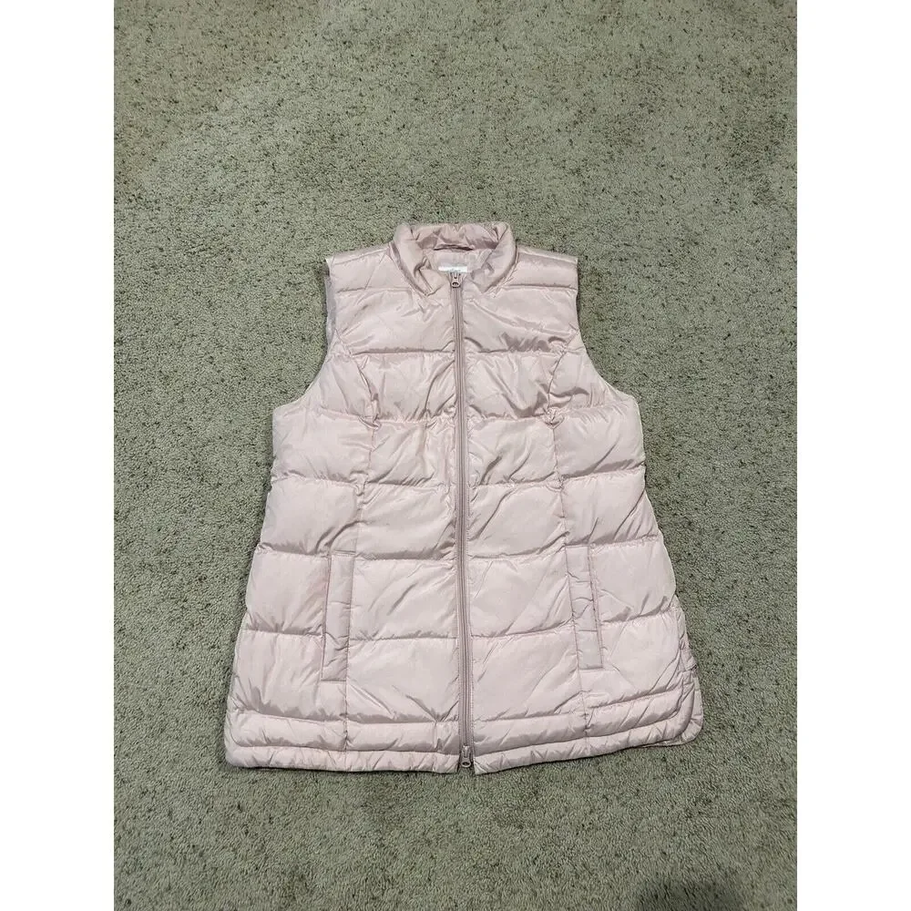 J JILL size S ? Down Puffer Vest Full Zip PINK EXCELLENT J24